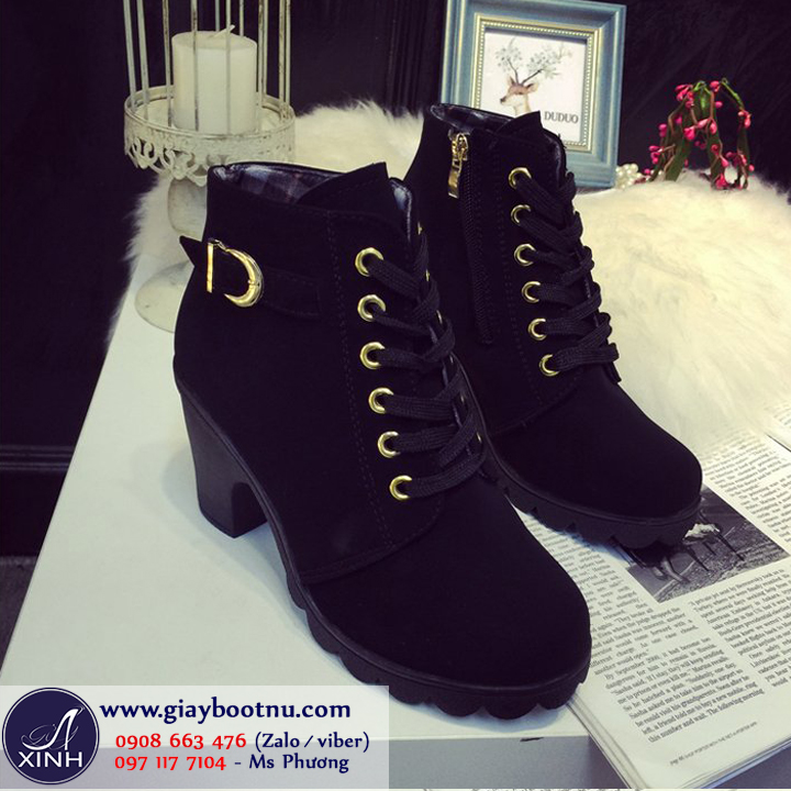 Giày boot nữ cổ ngắn da lộn năng động GBN2701 Giày boot nữ cổ ngắn da lộn năng động GBN2701