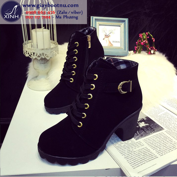 Giày boot nữ cổ ngắn da lộn năng động GBN2701 Giày boot nữ cổ ngắn da lộn năng động GBN2701