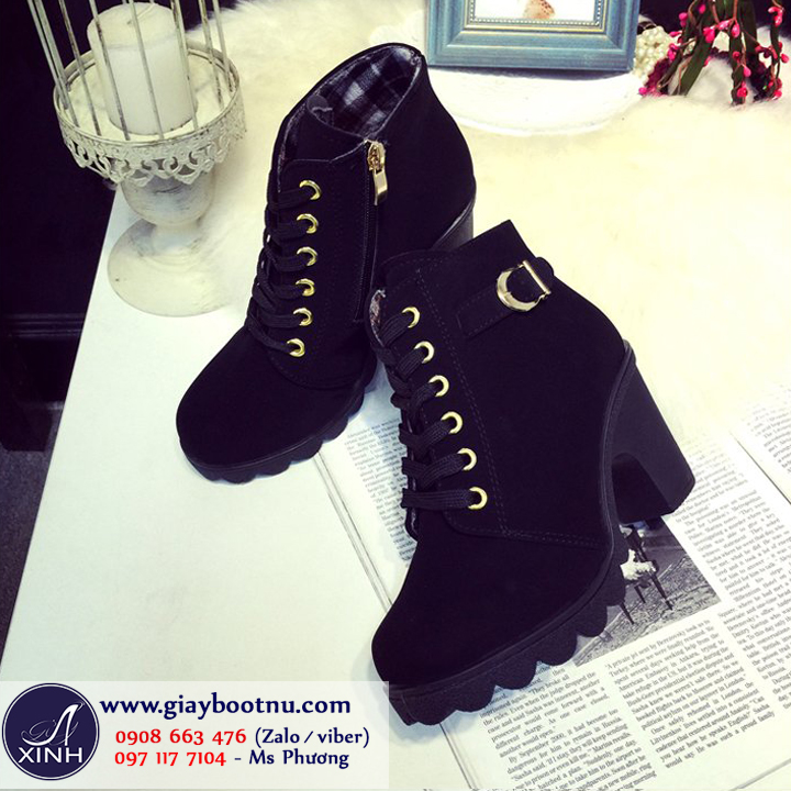 Giày boot nữ cổ ngắn da lộn năng động GBN2701 Giày boot nữ cổ ngắn da lộn năng động GBN2701
