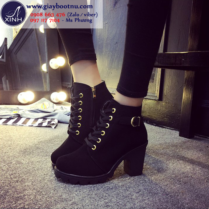 Giày boot nữ cổ ngắn da lộn năng động GBN2701 Giày boot nữ cổ ngắn da lộn năng động GBN2701