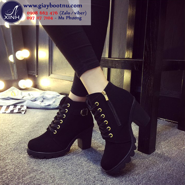 Giày boot nữ cổ ngắn da lộn năng động GBN2701 Giày boot nữ cổ ngắn da lộn năng động GBN2701