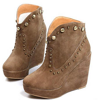 Giày boot nữ đế xuồng cao cấp màu xám Giày boot nữ đế xuồng cao cấp màu xám