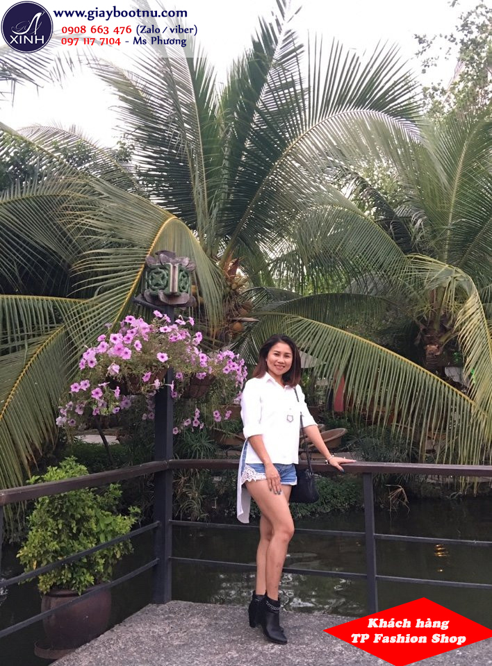 Chị Tôn Cẩm Nhung sang trọng và trẻ trung với giày boot nữ cổ ngắn sang trọng GBN129 Chị Tôn Cẩm Nhung sang trọng và trẻ trung với giày boot nữ cổ ngắn sang trọng GBN129