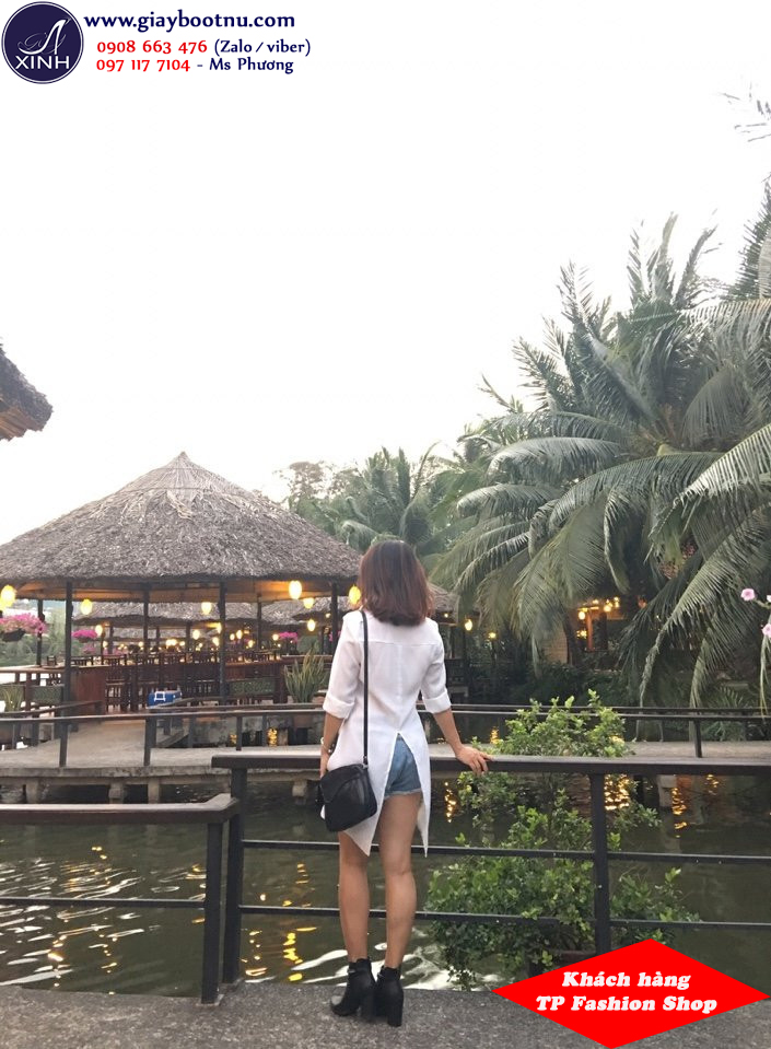 Chị Tôn Cẩm Nhung sang trọng và trẻ trung với giày boot nữ cổ ngắn sang trọng GBN129 Chị Tôn Cẩm Nhung sang trọng và trẻ trung với giày boot nữ cổ ngắn sang trọng GBN129