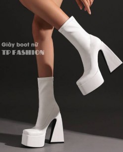 Giày boot dancer màu trắng MẪU MỚI gót vuông 14.5CM ĐƠN GIẢN- HIỆN ĐẠI GBN62B Giày boot dancer màu trắng MẪU MỚI gót vuông 14.5CM ĐƠN GIẢN- HIỆN ĐẠI GBN62B
